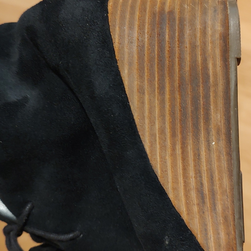 Dr. Scholl's Womens Dakota Faux Suede Wedge Booties Black Lace-up Tassels Size 6 - Picture 9 of 13